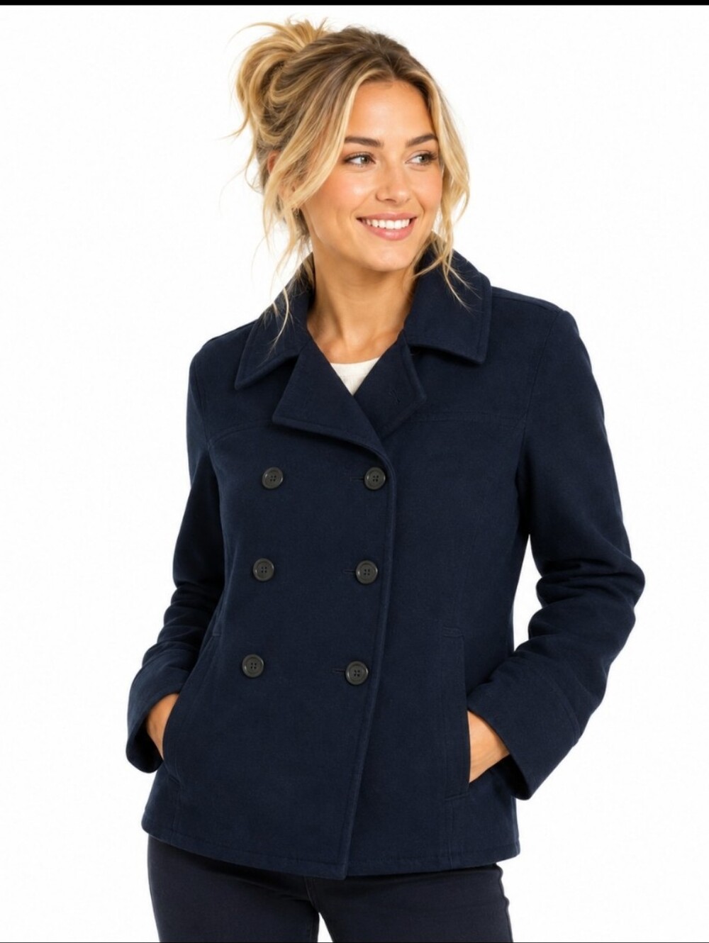 Old Navy Women Classic Navy Peacoat Jacket (Medium)